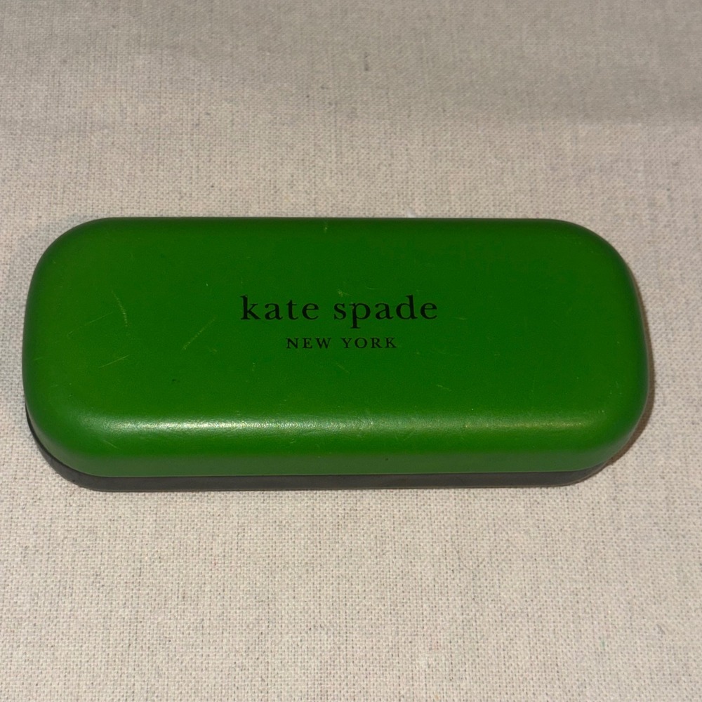 Kate Spade New York Green Black Hard Shell Eyeglass Case So Happy To See You